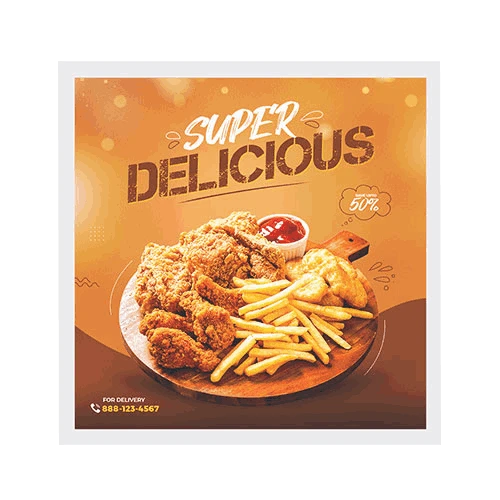 Custom square sticker with full-colour printing and gloss lamination